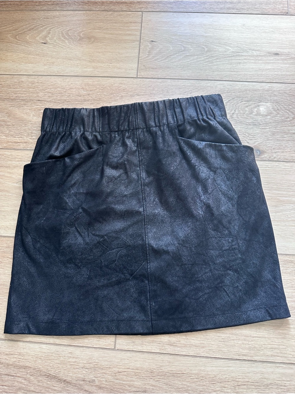 David Lerner Black Faux Leather Mini Skirt with Pockets